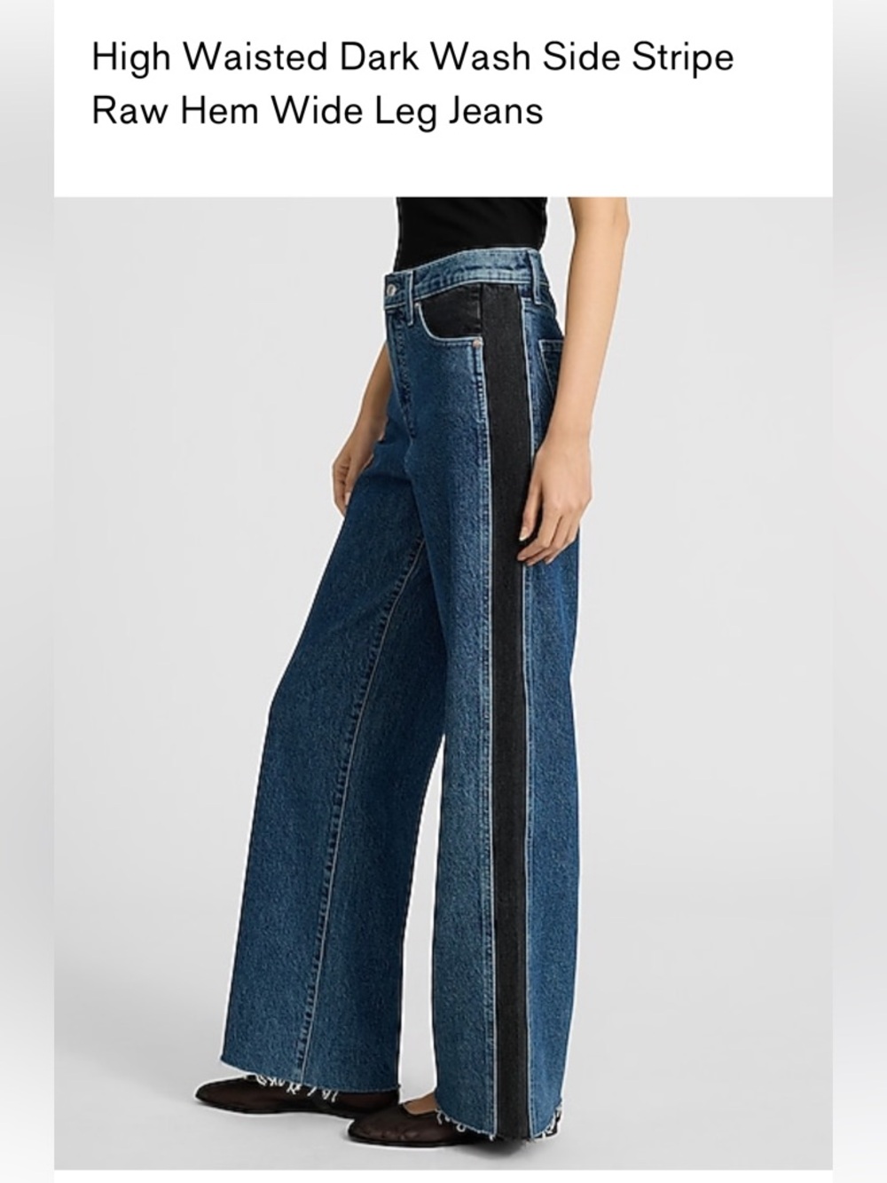 Women’s Size 4 Express High-Waisted Raw Hem Side Stripe Wide Leg Jeans